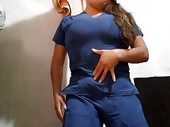 nurse seduces her homemade porn followers, shows them her beautiful ass and twat ready to fuck