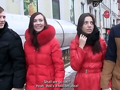 Succulent teenager gals fucked brutally in a doggy position in foursome sex clip