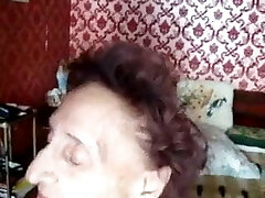 Very old grandmother gets cum in mouth