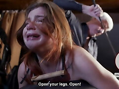 Redhead Teenager Screams While Tormented on Pussy