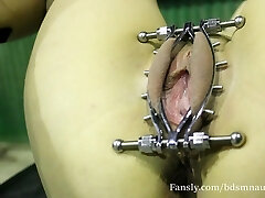 He puts a poon clamp in my vulva and plays with it. I's winter, I'm suffering the cold ( BdsmNaughtyGirl )