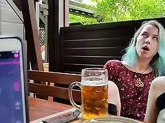 Crazy step siblings use remote control vibrator in public