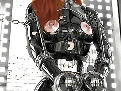 Ginger in Hardcore Metal Bondage and Latex Catsuit 3D Animation