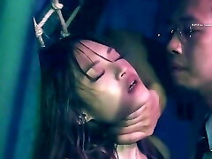 Thin Chinese young girl with small boobs and yam-sized bums have her first BDSM sex with big dick