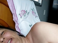 Wife teasing cuckold hubby. She masturbates him and goes nude outside.