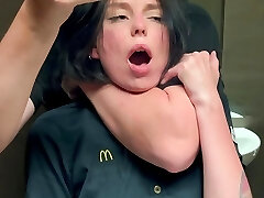 Risky public fuckfest in a restroom. Penetrated a McDonald's employee over spilled fanta! - Eva Soda
