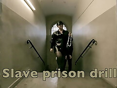 dominatrix amante abril-esclavo prisión drill-celda 45
