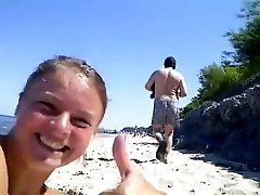 pervert jerking in beach woman recording and laughing