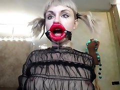 PIGHOLE Red LIPS MOUTH BLOWJOB BLONDE PIGTAILS Gargle