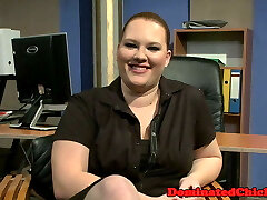 Obese sub babe pounded in threeway 