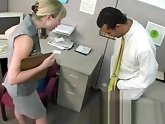 Bossy blonde office tart dominates and humiliates workers