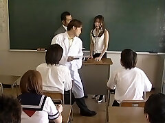 Manami Suzuki amazing milf teacher fucks horny gang