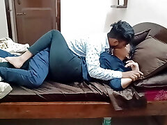 Indian dirty duo horny kissing and fucking home alone