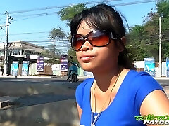 Sexy huge-boobed Thai nympho Paw feels happy to be boinked missionary