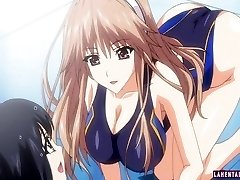 Hentai beauty in swimsuit gives tittyfuck