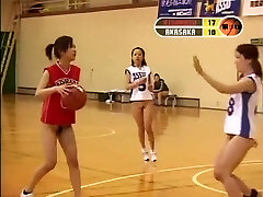 Girls from Asia playing basketball and flashing naked tits