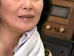 Old and horny Japanese mature bitch finger fucked