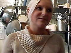 Exotic German blonde loves slurping cum after having sex