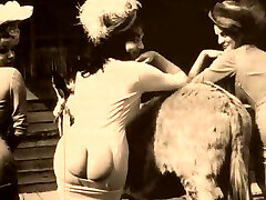 Bitches from 20th century teasing with booties in antique compilation