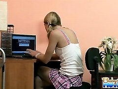 Playful nanny Ellie caught in the hidden camera and