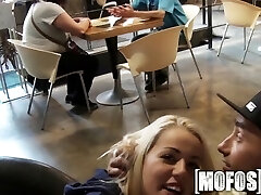 Mofos - Young couple fuck in caf� in public