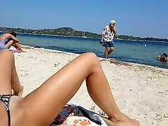 Real amateur wife flashing pussy in public beach
