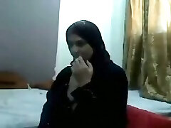 Middle East unexperienced brunette nympho in traditional gown shows off her jugs