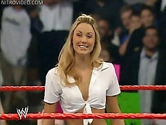 Wrestling babe Stacy Keibler shows off her undies spread eagle