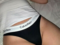 White top and Calvin Klein panties – the sexiest combo