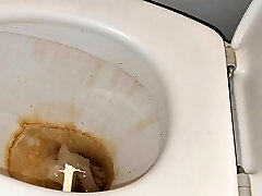 Cleaning nasty toilet in Rubber 