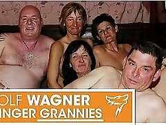 YUCK! Ugly old swingers! Grandmothers &_ granddads have themselves a naughty fuck fest! WolfWagner.com