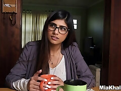 Naughty Arabian chick with huge fake tits enjoying an multiracial threesome