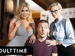 ADULT TIME - Lucky Guy Serves Up Sausage In WILD THREESOME WITH STEPMOMS Kenzie Taylor And Caitlin Bell