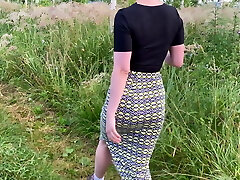 Wife sucking cock outdoors and having intercourse with cum on butt