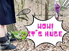 Lucky Exhibitionist Got free blowjob from a stranger hiking in the woods