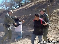 Cop pulverizing a Latina babe up against at tree in the desert