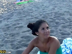 Agnessa in nude beach porn vid with sexy cutie nessa