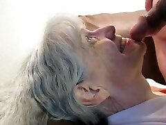 Grey haired granny blowjob and cum in her mouth