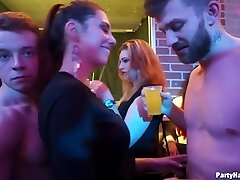 A group of naughty girls is having tons of fun in the night pub, with uber-sexy guys