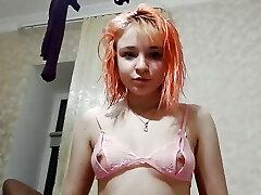 Daily homemade masturbation in pinkish beautiful lingerie and brutish orgasm. Close-up