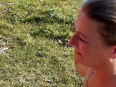 Public scandal! As a fuck, fellate and swallow bi-atch, for everyone, on a public bathing lake! Full Movie