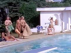 4 girls bare underwater in the pool scene
