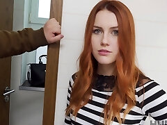 Redhead hottie Charlie Red gives a oral pleasure and gets fucked firm