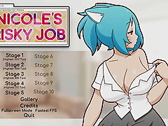 Nicole Risky Job Hentai game PornPlay Ep.4 the camgirl masturbated while staring at her baps unsheathed