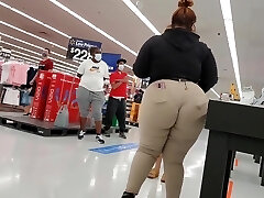 Bbw Walmart employee humungous booty wedgie see thru