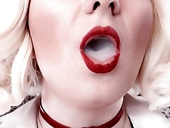 Smoking Fetish: Solo Marvelous Video of Super-steamy Blonde Bratty MILF Arya Grander Glaminatrix Close up Red Lips