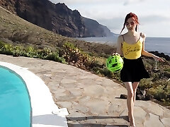 Onanism video made by the pool with redhead hottie Sherice