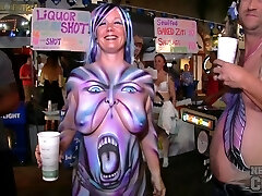 Beautiful Festival Girls Unsheathing Their Skin Halloween Street Party Fa