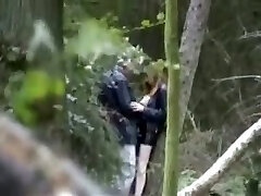 Kinky couple making enjoy deep in the forest spy sex movie