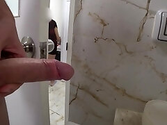 Ultra-cute Japanese hotel employee caught me masturbating and helped me jizm.